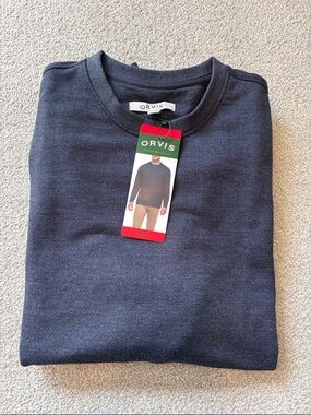 Orvis Mens Crewneck Sweater in Heather Navy